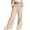 Beige, variant on Girls Kids Summer Solid Full Length Trousers Linen Drawstring Wide Leg Side Pocket Pants