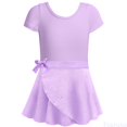 thumbnail image 2 of Fozruso Dresses for School Casual Ballet Leotards For Girls With Removable Skirt Combo Tie Ruffle Sleeve Ballet Dance Dress Outfit 2 12 Years Sizes 3-4 Years(Purple), 2 of 7