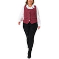 thumbnail image 2 of Agnes Orinda Plus Size Vest for Women Sleeveless Jacquard Jacket Steampunk Waistcoat 3X Burgundy, 2 of 6