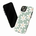 thumbnail image 2 of White Daisy Green Phone Case, Floral iPhone 16 15 14 13 12 Pro Max Cover, iPhone 16e 15 14 Plus Mini X XS XR SE 11 Tough Protective Case, 2 of 6