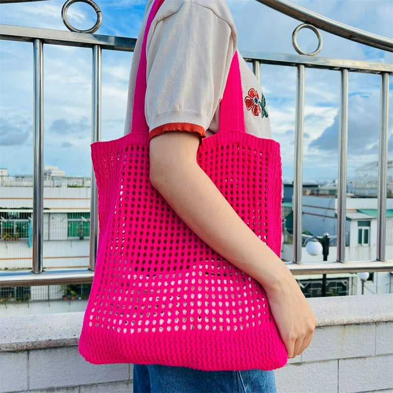 Tote Bag Shoulder Handbag Girl Cute Beach Bag Crochet Beach Tote Bag Rose Red Walmart