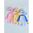 thumbnail image 3 of BemeyourBBs Toddler Baby Boy Girl One Piece Swimsuit Kids Infant Bathing Suit Long Sleeve Rash Guard Half Zipper Bee Strawberry Sailboat Swimwear Sunhat Set UPF 50+, 3 of 9