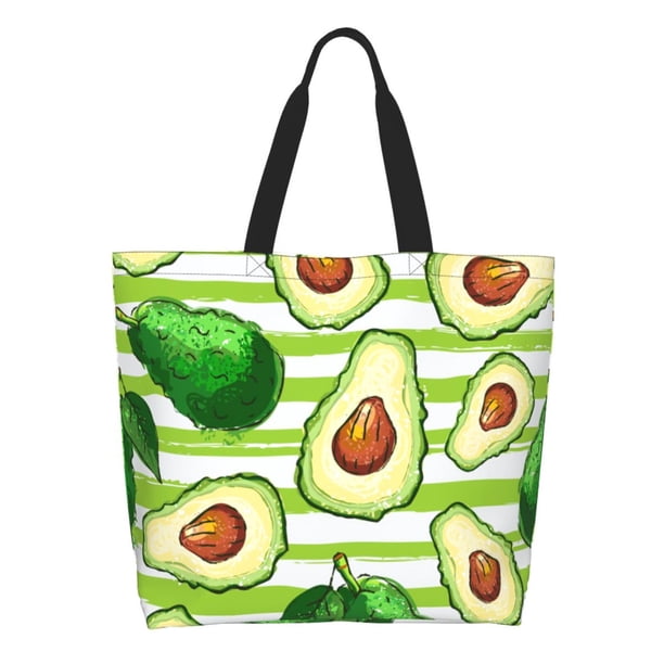 Easygdp Avocado Green Striped Bolsas Tote para Mujer, Bolsos de Hombro para Viaje, Bolsos de Mano de Gran Capacidad para Compras y Trabajo