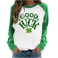 thumbnail image 1 of Chandails en Molleton pour Femmes Col Rond Vert Manches Longues Raglan T-Shirts Imprimé Gnome Tendance Graphiques, 1 of 5