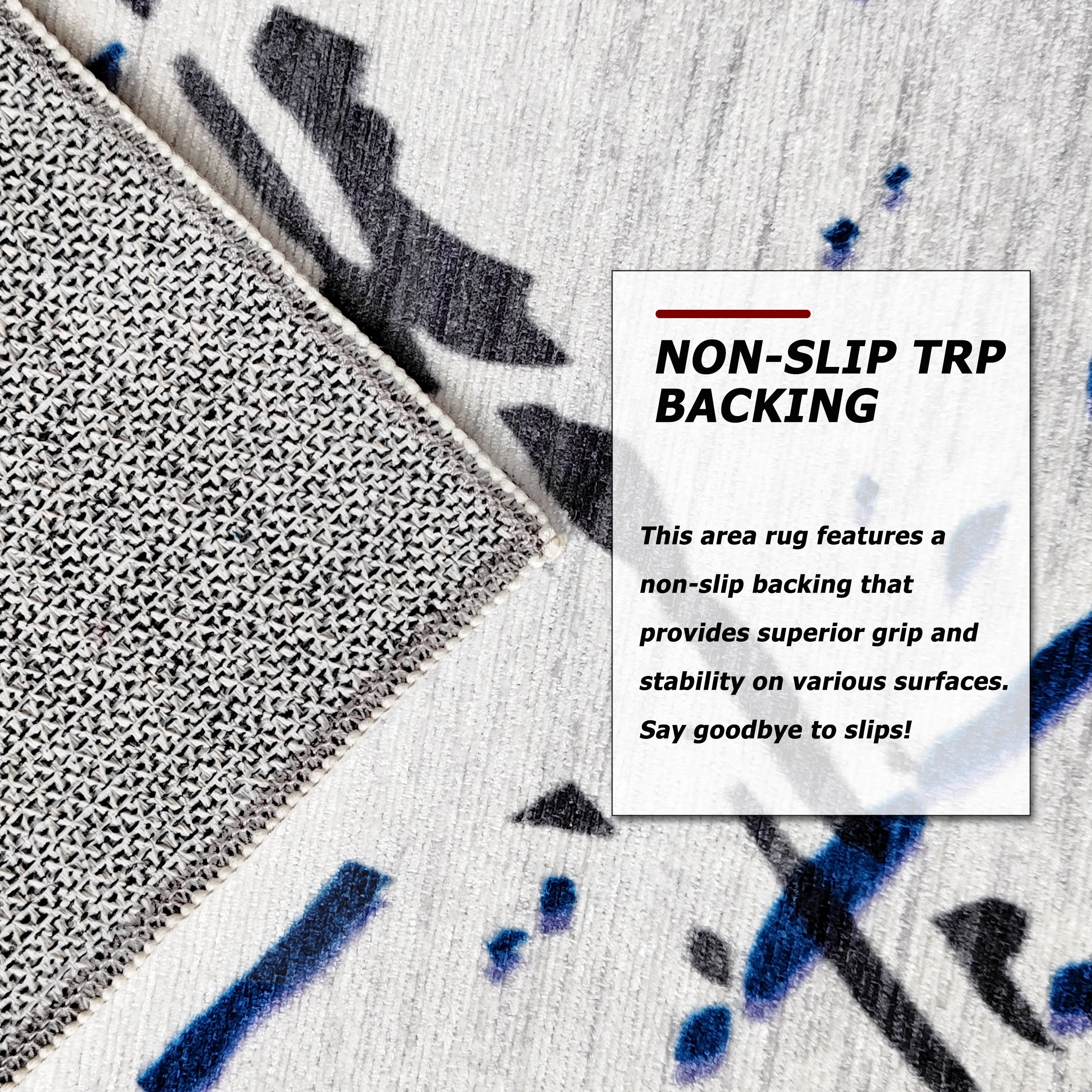 Artnice Modern Abstract Washable Rugs, 8 x 10 Area Rugs for Living Room, Lightweight Non Slip Carpet Floor Mat for Home Decor, Blue