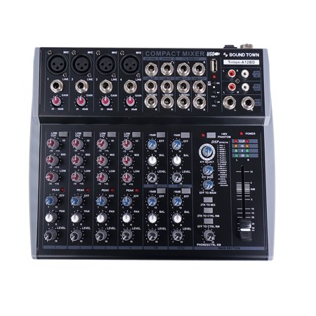 Sound Town Professional 12-Channel Audio Mixer with USB Interface, Bluetooth and DSP