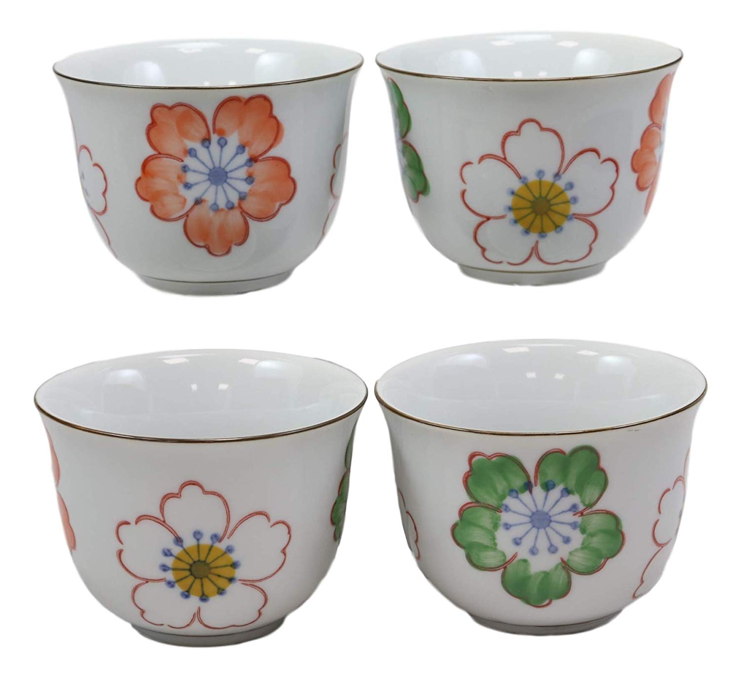 Japanese Design Colorful Botanic Floral Porcelain White Tea Pot And Cups Set - image 4 of 8