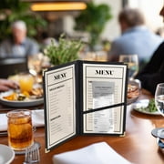 WeChef 30 pack6x9 Restaurant Menu Book Covers Check Book 2 Page 4 View Double Fold for Cafe Hotel Bar Black