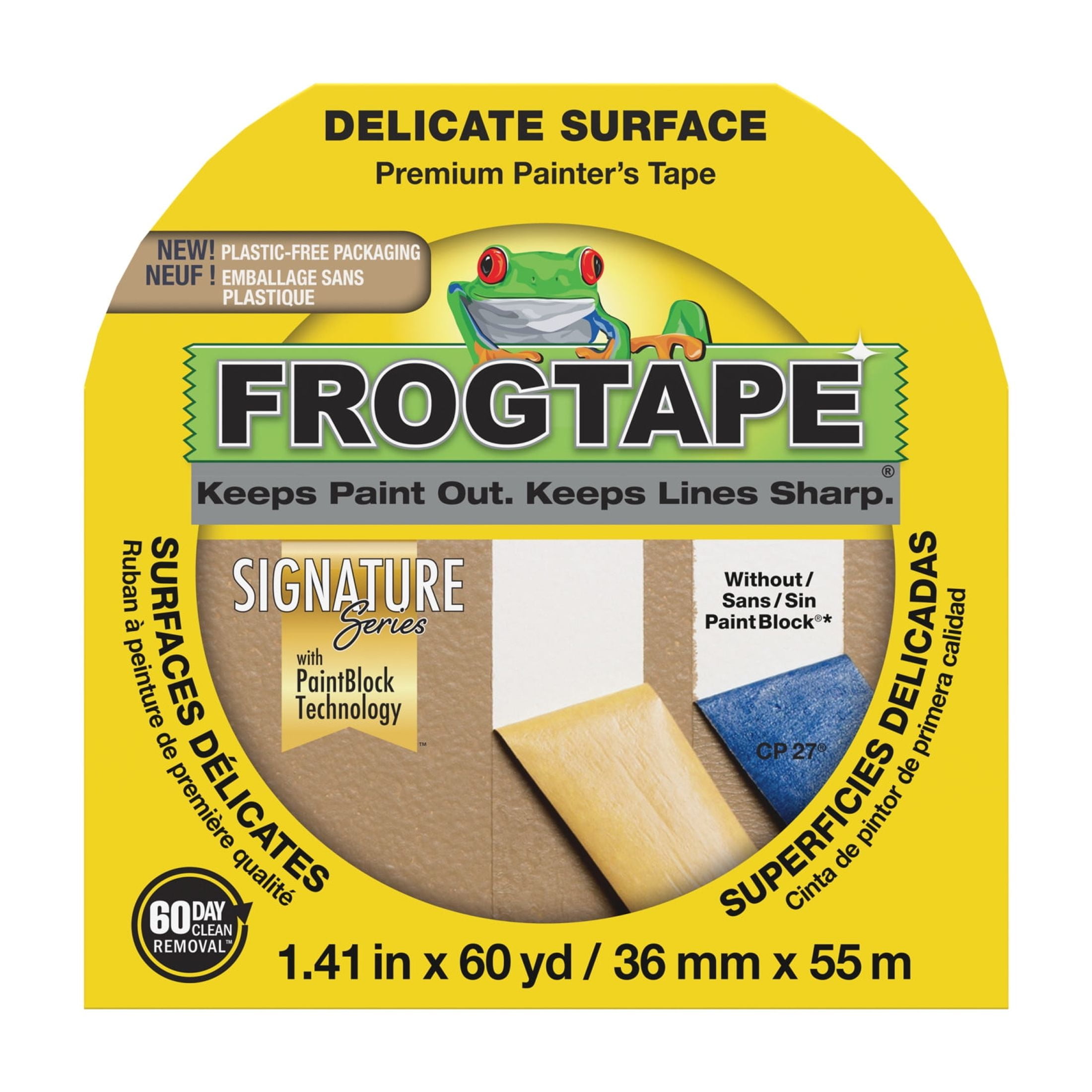 FrogTape 1.41 in. x 60 yd. Yellow Delicate Surface Painter's Tape