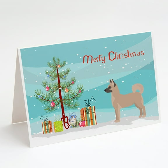 Akita Shepherd Christmas Tree Greeting Cards and Envelopes Pack of 8