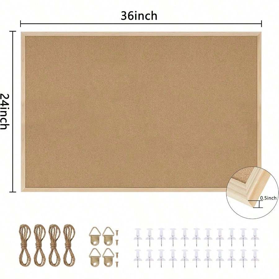 Cork Board 2Pack36x24 Bulletin Board for Office with Pin Oak Wood Boards Mage Board or Vision Board.