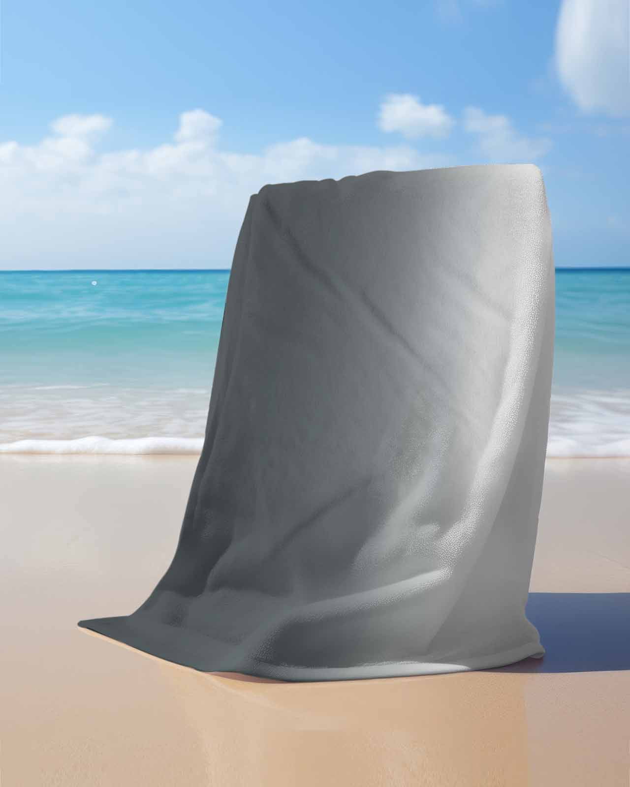 Grey Ombre Beach Towels Oversized Super Absorbent, Gray White Gradient Modern Abstract Art Lightweight Bath Towel Quick Dry Sets For Bathroom/Pool/Rv Camping/Beach Play/Gym Room/Picnic 30"x60"