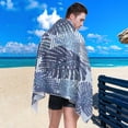 thumbnail image 4 of Coolnut Blue Palm Leaves Stripe Microfiber Beach Towel 60x30in,Oversized Lightweight Sand Free Towels Travel Swim Pool Yoga Gym Camping for Adults Women Men Beach Essentials Accessories, 4 of 6