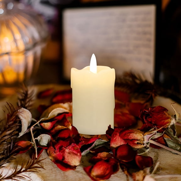 HIBIBUD Flameless LED Battery Operated Ivory Pillar Candle,Flickering Realistic Moving Flame,2
