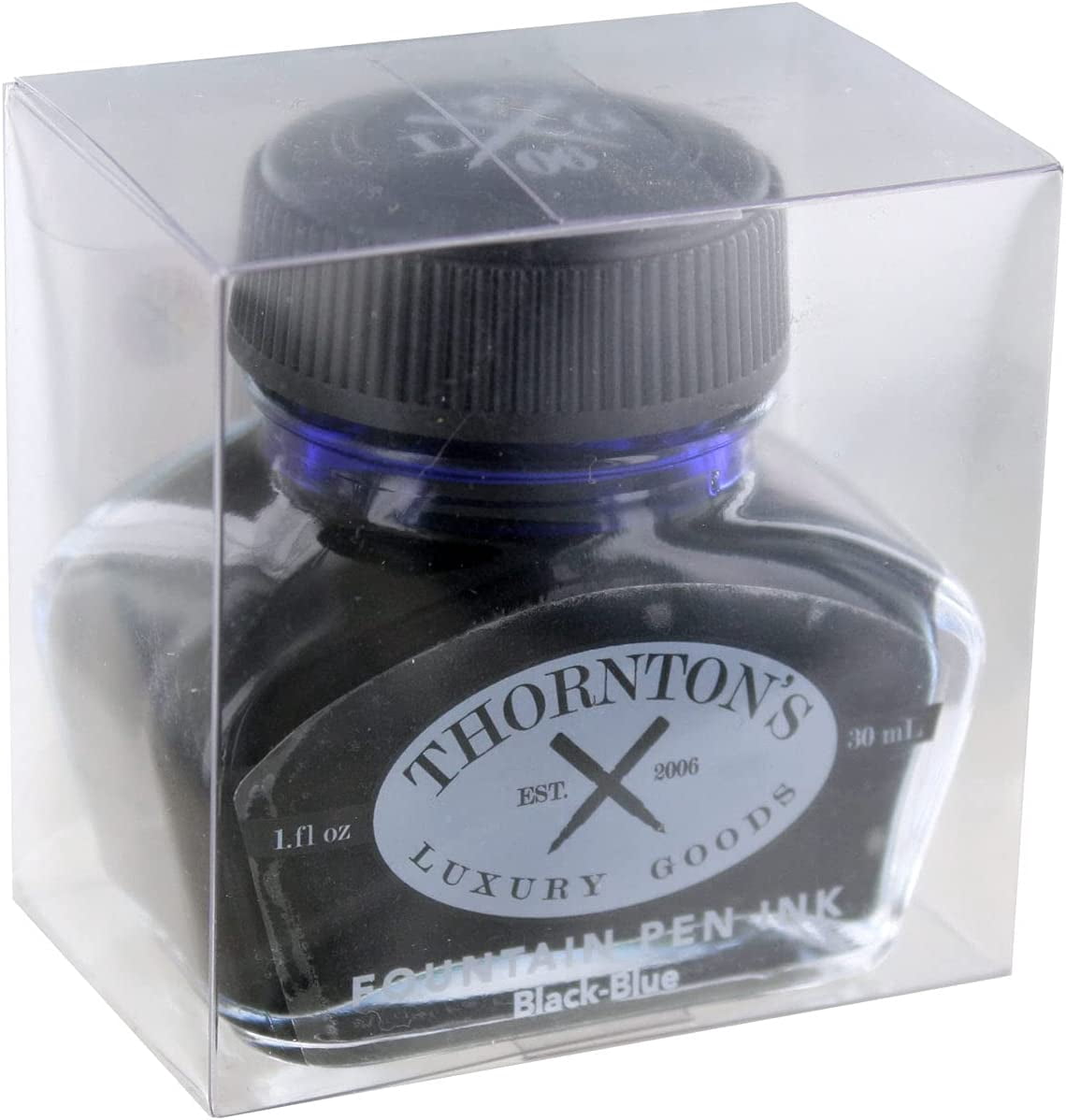 Thornton's Luxury Goods Premium Fountain Pen Ink Bottle 30ml - BLACK-BLUE | Smooth Effortless Flawless Writing | Suitable for All Brand and Calligraphy Pens | Office Supplies | International Standard