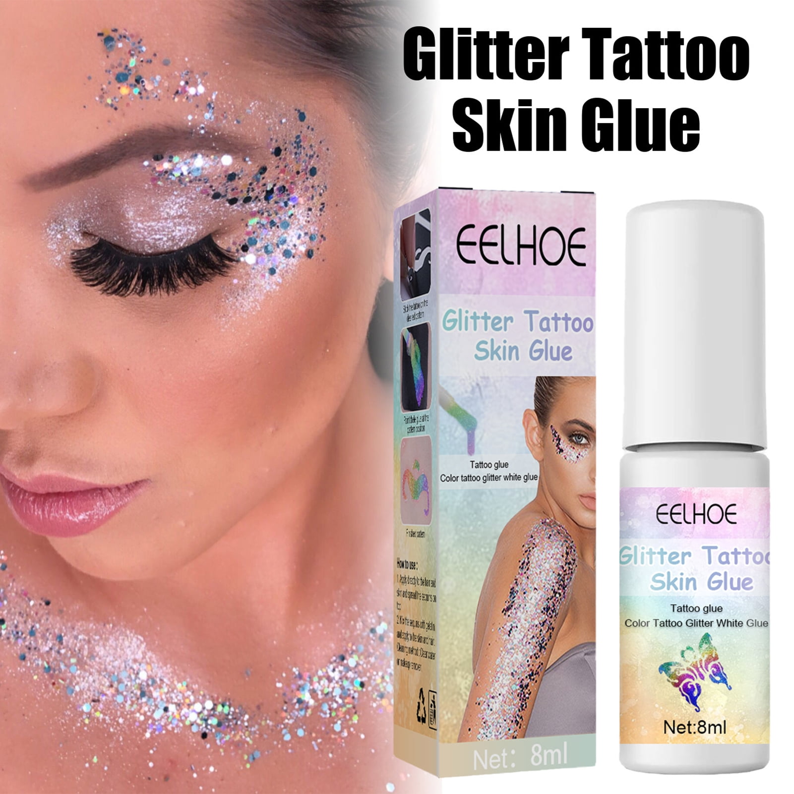 Mairbeon 8ml Face Glitter Tattoo Glue Removable Long Lasting Liquid Shining Tattoo Adhesive