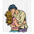 thumbnail image 3 of Ambesonne Kissing Shower Curtain, Young Amorous Couple Motif, 69"Wx70"L, Multicolor, 3 of 5