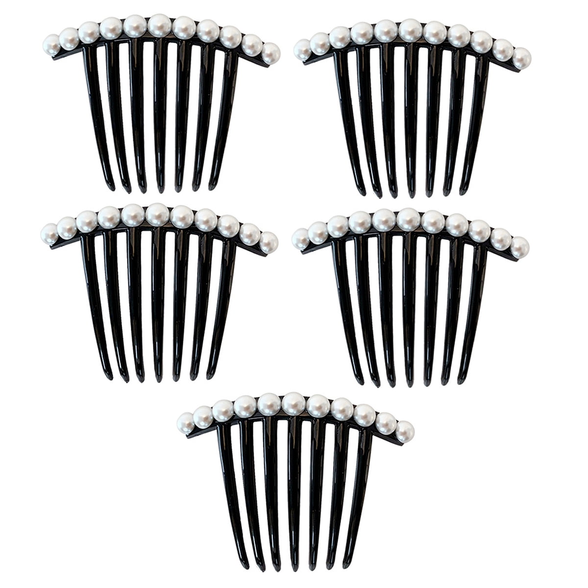NUOLUX 5Pcs Pearl Hair Side Teeth Combs Elegant Hair Side Comb Clips