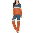 thumbnail image 2 of biudgviw Womens Pajama Sets Trendy Color Block Long Sleeve Sleep T-Shirts Baggy Comfy Long Pants Loungewear Sleepwear Sets, 2 of 5