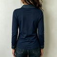 thumbnail image 4 of Long Sleeve Shirts for Women Denim Collar Trim Patchwork Tops Comfy Collared Casual Work Blouses, XL, 4 of 5