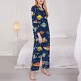 thumbnail image 3 of Fotbe Planets and Stars Pattern Long Sleeve Pajama Set for Women,Sleepwear Set,2-piece Loungewear Set,Soft PJs Comfy Nightwear with Pockets -X-Large, 3 of 7