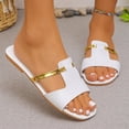thumbnail image 5 of Domuza Women's Casual Versatile Flat 2026 Spring Summer Trendy Textured Comfortable Beach Sandals White 8.5（EU-41）, 5 of 7