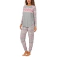 thumbnail image 2 of Cuddl Duds LIGHT HEATHER/PINK Women's 2 Pc. Printed Jogger Pajama Set, US Small, 2 of 4