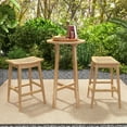 thumbnail image 5 of Costway 2 PCS 29" Teak Wood Bar Stool with Footrest & Saddle Seat Boho Bar Height Stool, 5 of 9