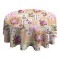 thumbnail image 4 of Pioneer Flower Floral Print Pattern Round Tablecloth 60"x60",Wrinkle Wipeable Table Cloth for Kitchen Dining Room Picnic Patio Party, 4 of 6