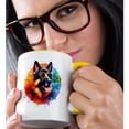 thumbnail image 2 of 3drose, Watercolor Portrait of a German Shepherd Dog, 11oz Two-tone Yellow Mug, 2 of 6
