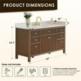 thumbnail image 6 of Pemberly Row 60" Single Wood Vanity in Brown Brushed Oak Engineered Stone Top/NM, 6 of 15