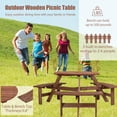 thumbnail image 4 of 6 Person Circular Outdoor Wooden Picnic Table Patio Backyard Garden DIY 3 Built in Benches 1720lb Capacity Brown, 4 of 7