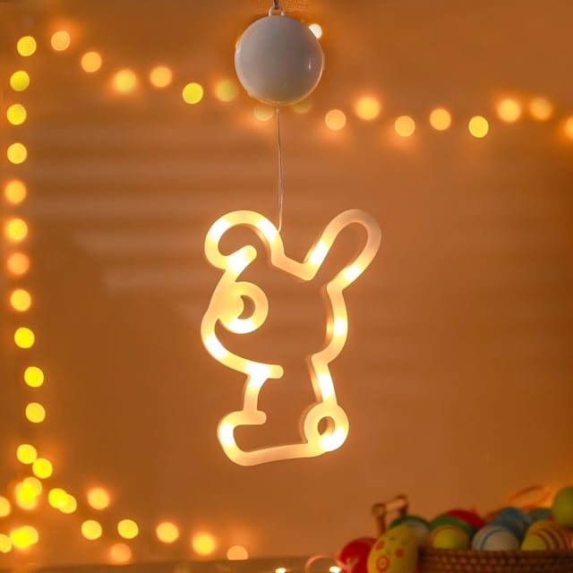 1pc Guirnalda de luces LED 3D con forma de conejo y huevo de Pascua, perfecta para dormitorio, ventana de sala de estar o como luz decorativa creativa. Funciona con 3 pilas AAA,