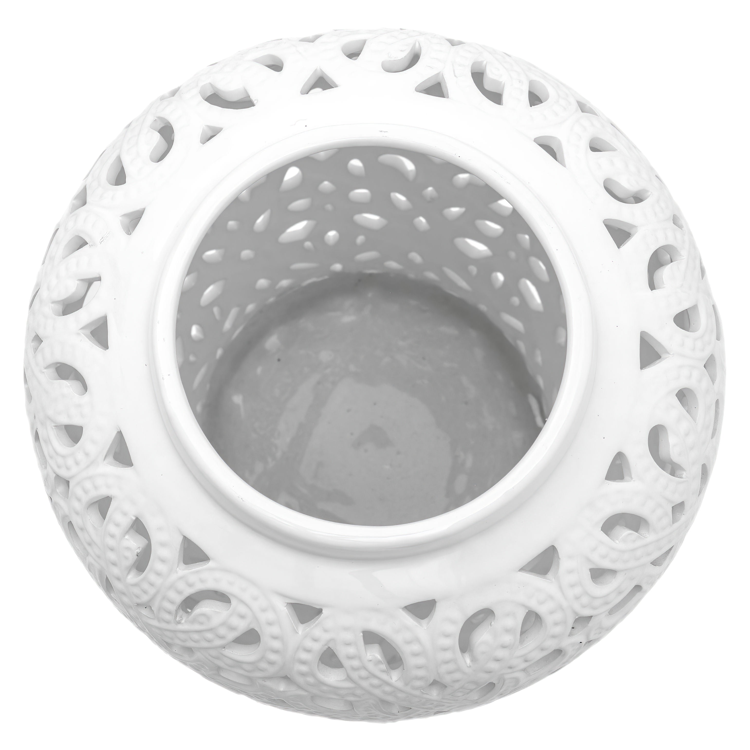 Red Lantern 24" Spiral Lattice Temple Jar - White