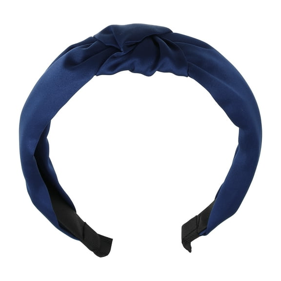Unique Bargains Satin Knot Headband Hairband for Women 1.2 Inch Wide 1 Pcs Navy Blue