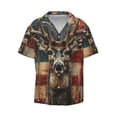 thumbnail image 4 of Uemuo American Flag Deer Art Pattern Cotton Linen Short Sleeve Shirts,Casual Lightweight Button Down Shirts,Vacation Beach Summer Tops-X-Large, 4 of 7