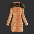 thumbnail image 2 of Women's Winter Faux Jacket With Down Insulation Coat Long Padded Furry Hood Warm Outwear, 2 of 4