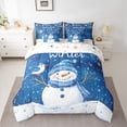 thumbnail image 2 of Manfei Merry Xmas 7 Pieces Bedding Comforter Set,Cute Bow Snowman Full Bedding Set,Hellow Winter Fitted Sheet Flat Sheet For Teens,Super Cozy Room Decor Reversible, 2 of 8