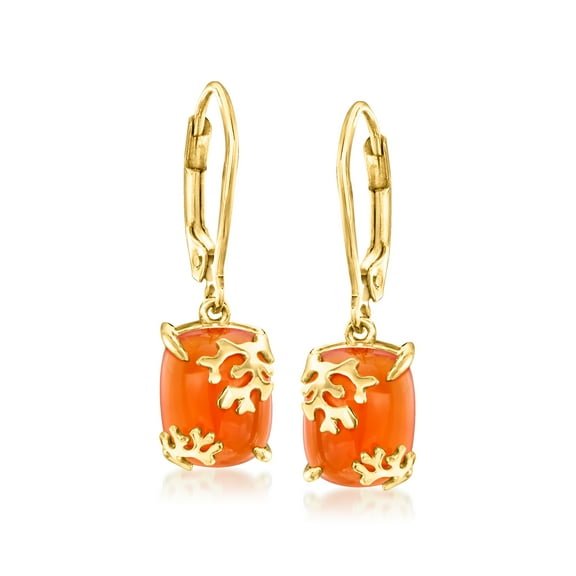 Ross-Simons Carnelian Reef Drop Earrings in 18kt Gold Over Sterling, Women's, Adult