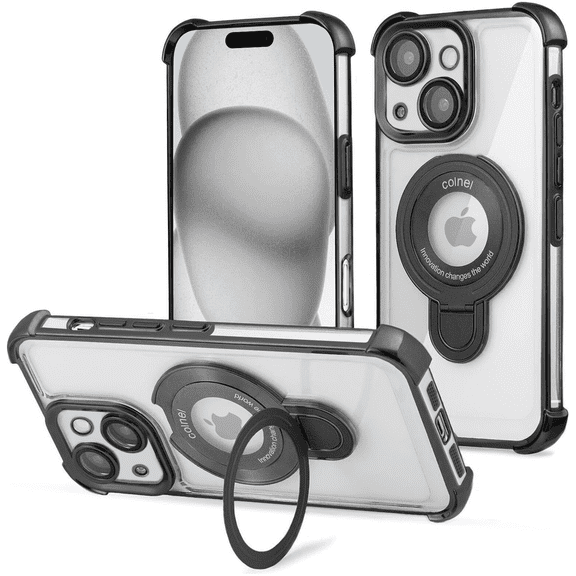 Entronix Magnetic Clear Case Compatible with iPhone 15 Plus, Flexible Fashion Cover, Black