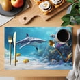 thumbnail image 2 of Shark Coastal Placemats Set of 4 Summer Beach Coral Ocean Nautical Place Mats Indoor Wipeable Table Mats Washable Cloth Dining Table Placemats for Kitchen Holiday Party Home Decor 13x19 Inch, 2 of 9