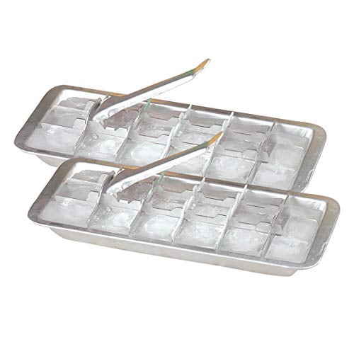 Fox Valley Traders Vintage Kitchen Aluminum Metal Ice cube Trays, Set of 2