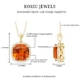 thumbnail image 6 of Rosec Jewels Lab Grown Orange Sapphire Pendant Necklace with Diamond Halo (9 Carat Cushion Cut, AAAA Grade) - with Jewelry Box, 14K Yellow Gold, 6 of 7