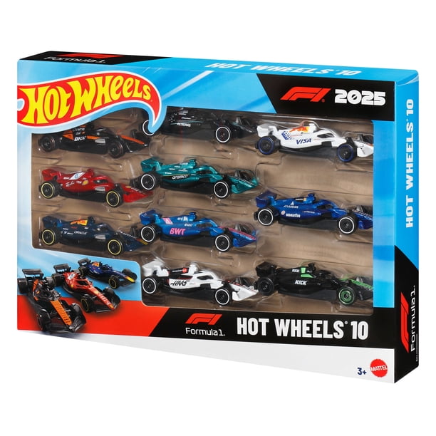 Hot Wheels Formula 1 10-Pack, Set of 10 1:64 Scale Toy Cars with