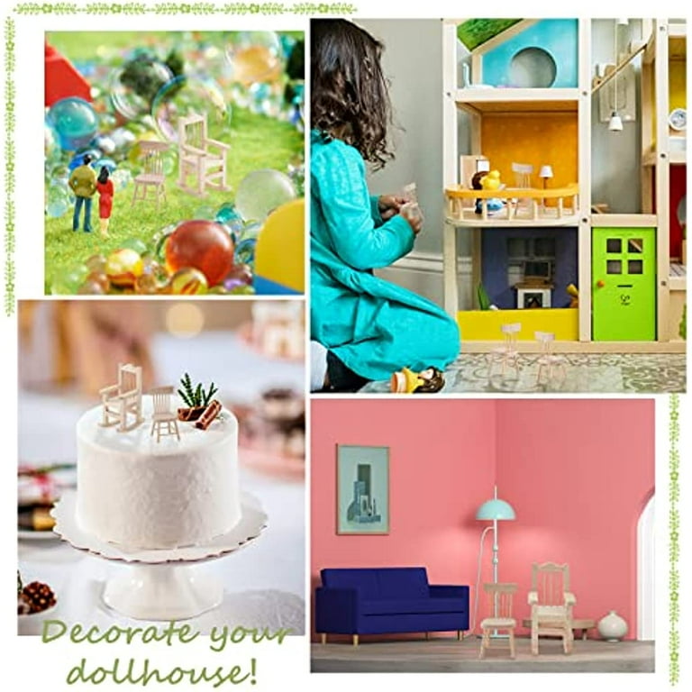 Mini Wooden Dollhouse Chair - Tiny Furniture For Dollhouse Decor