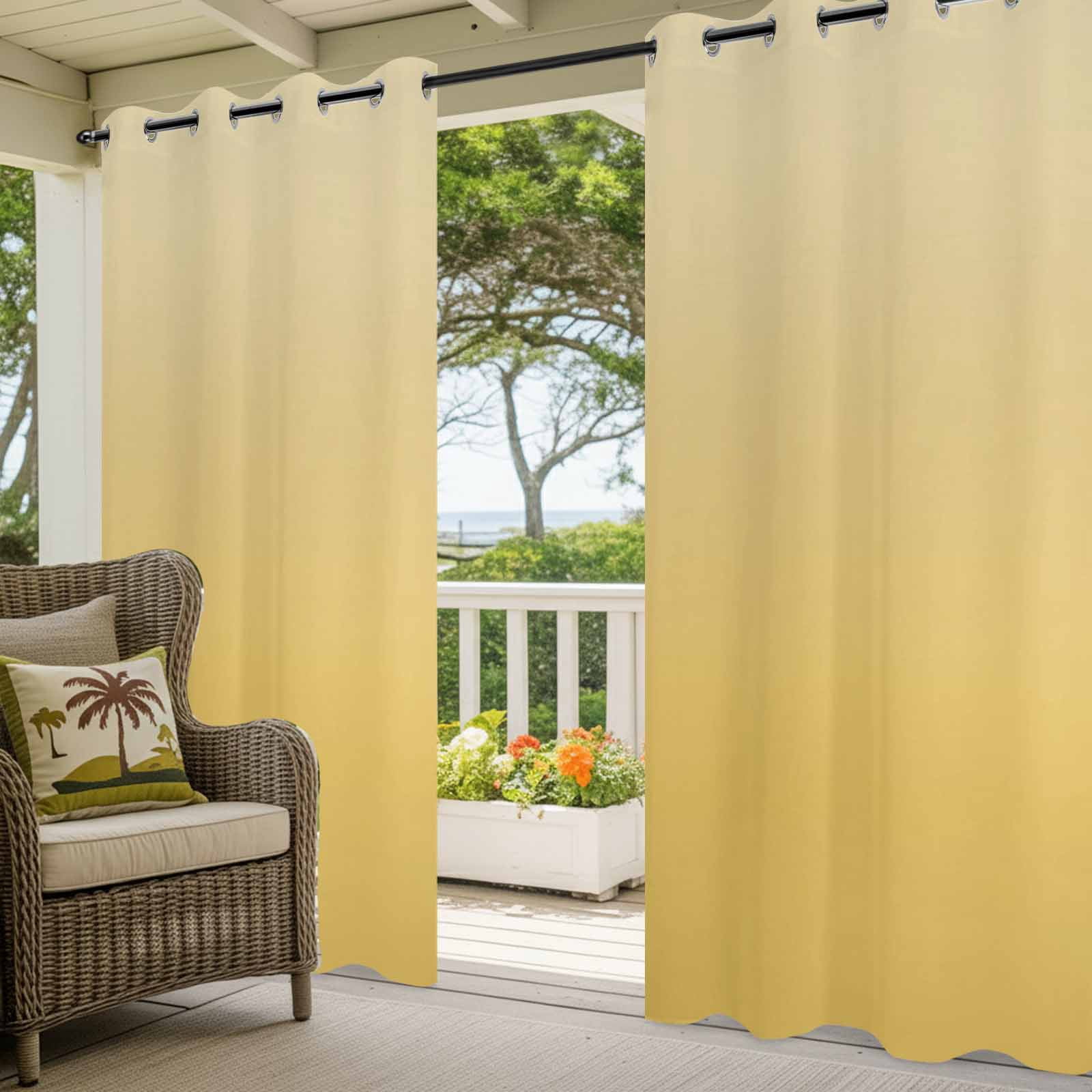 Orange Yellow Ombre Outdoor Curtains for Patio Waterproof,Windproof Privacy Curtains with Weighted Bottom,Modern Abstract Art Gradient Aesthetics Outside Drapes for Picnic Garage Yard 54"x84" 2 Panel