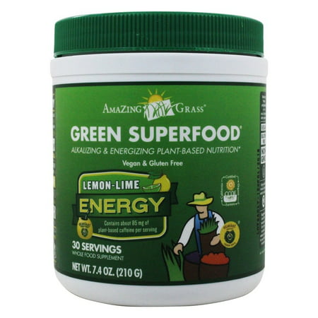 Amazing Grass - Vert SuperFood Energy Drink poudre 30 Portions Lemon Lime - 7,4 onces.