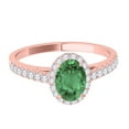 thumbnail image 2 of Mauli Jewels Rings for Women 0.70 Carat Diamond And Oval Shaped Emerald Ring 4-prong 10K Rose Gold, 2 of 7