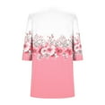 thumbnail image 5 of EchfiProm Crew Neck Shirts for Women Long Pink Tops Fall 3/4 Sleeve Tunic Blouse Floral Ladies Dressy, 5 of 6