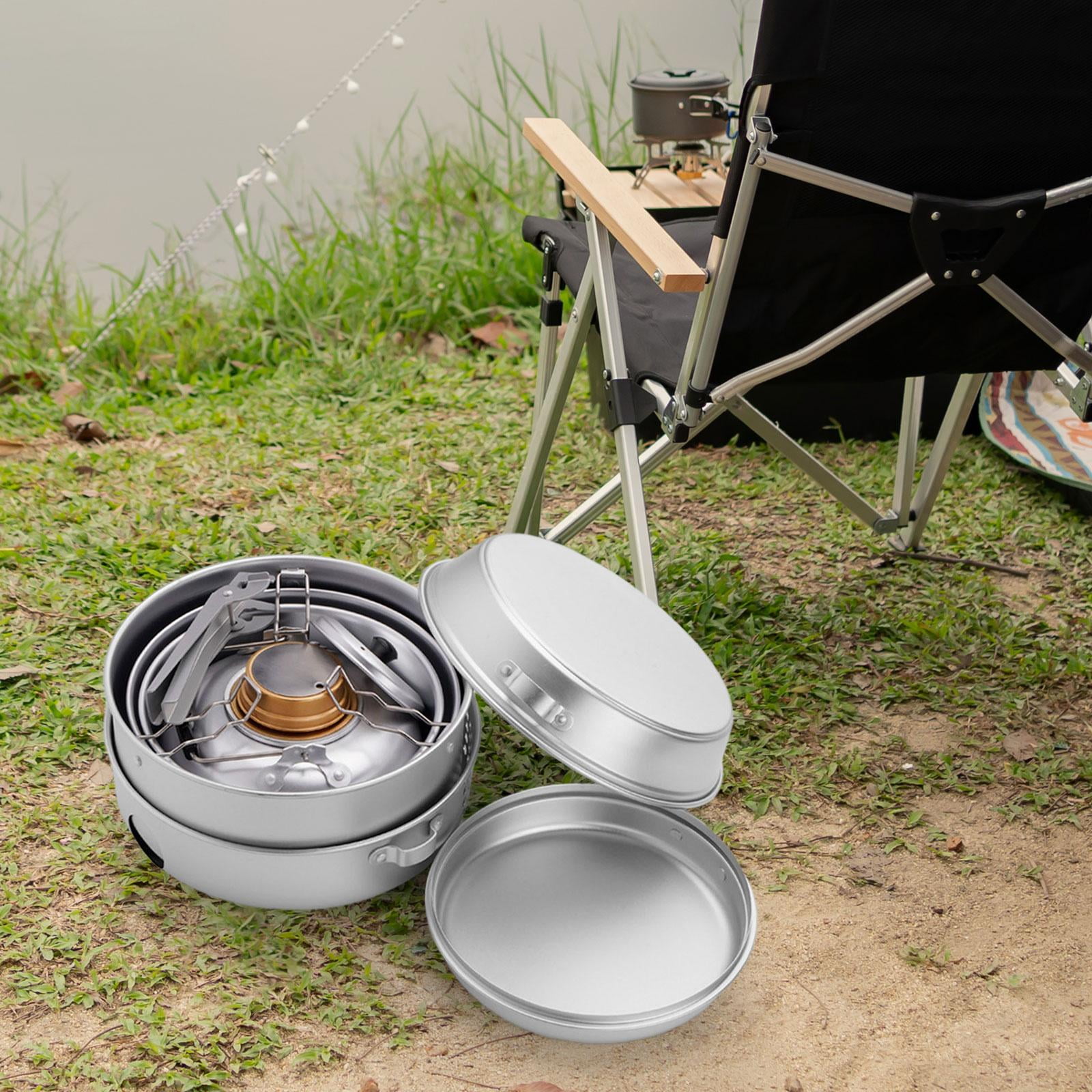 koolsoo Camping Cookware Mess Set Pot and Pan Easily to Clean Portable Lightweight Gear Cooking Gear Cooking Pot for Camp Hiking Picnic